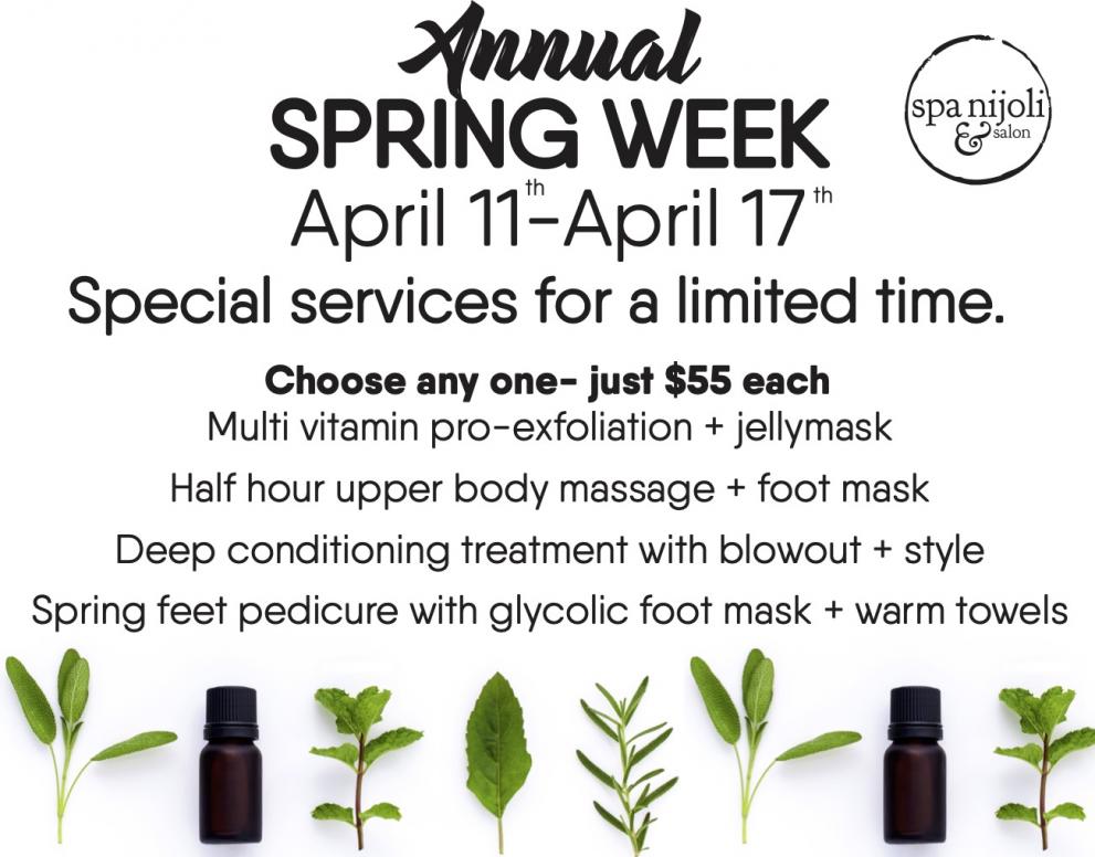 Spring Specials spa nijoli & salon